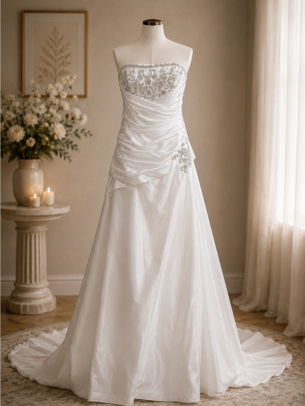 David’s Bridal Wedding Dress – Style V9458 – Size 10 – White